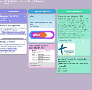 Öffnet externen Link https://ekiba.taskcards.app/ Quelle: Prof. Dr. Georg Wagensommer, Studienleitung, RPI Karlsruhe, RPI Karlsruhe Screenshot einer digitalen Pinnwand.