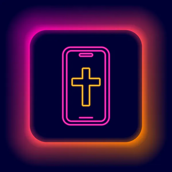 auf einem schwarzen Untergrund erscheint der leuchtende Umriss eines Appsymbols. Darin ebenfalls als Umriss ein Smartphone mit einem gelbumrandeten Kreuz.
