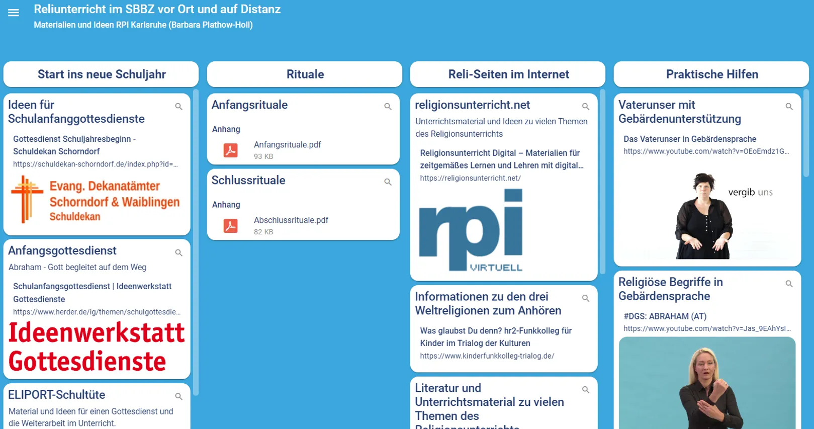 Auschnitt der TaskCards SBBZ Kategorien_zum Anklicken