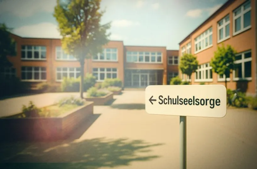 Schulhof, Wegweiser, Schulseelsorge, Richtung