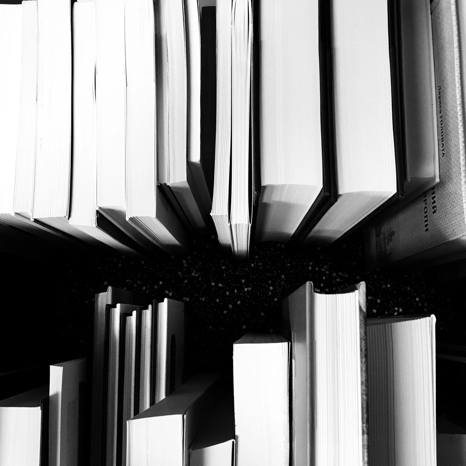 Quelle: Pixabay schwarz weiß Foto von stehenden Büchern