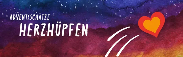 hüpfendes Herz auf blau rotem Grund